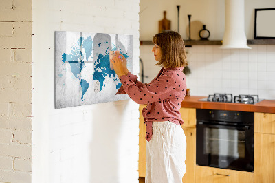 Dry erase magnetic board World map