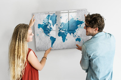 Dry erase magnetic board World map