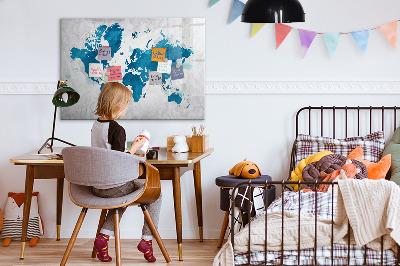 Dry erase magnetic board World map