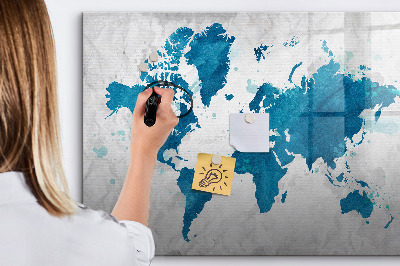 Dry erase magnetic board World map