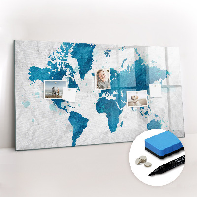 Dry erase magnetic board World map
