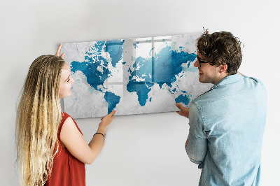 Dry erase magnetic board World map