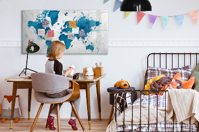 Dry erase magnetic board World map