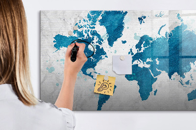 Dry erase magnetic board World map