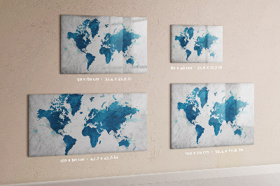 Dry erase magnetic board World map