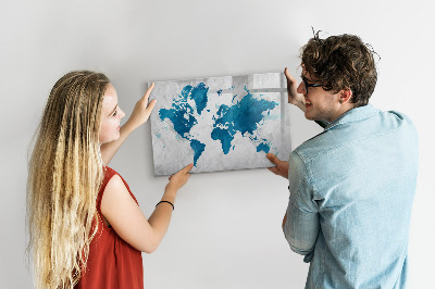 Dry erase magnetic board World map