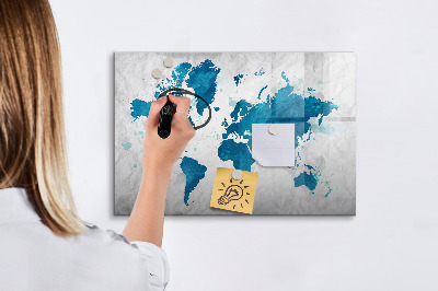 Dry erase magnetic board World map