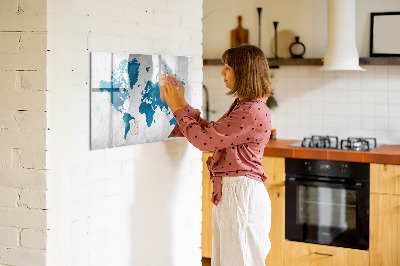 Dry erase magnetic board World map