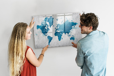 Dry erase magnetic board World map