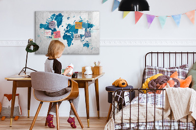 Dry erase magnetic board World map