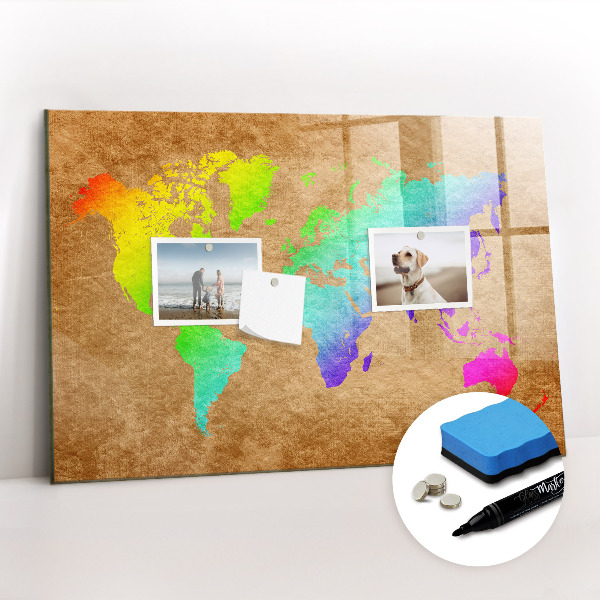Magnetic dry erase board World map