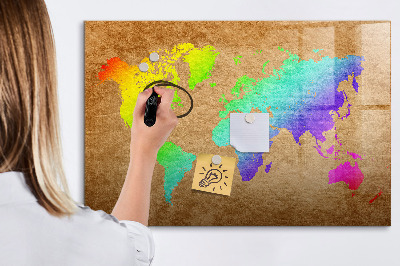 Magnetic dry erase board World map