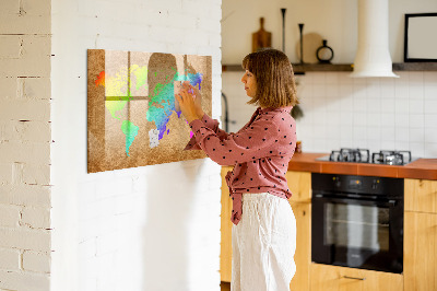 Magnetic dry erase board World map