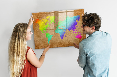 Magnetic dry erase board World map