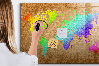 Magnetic dry erase board World map
