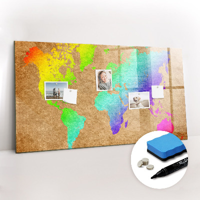 Magnetic dry erase board World map