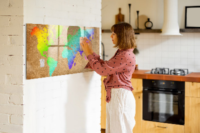 Magnetic dry erase board World map