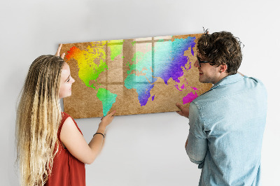 Magnetic dry erase board World map