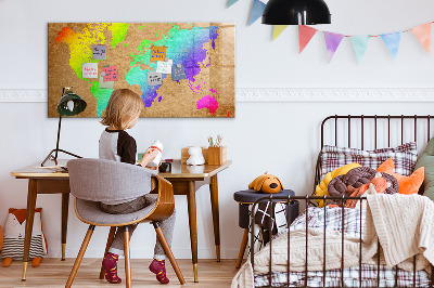 Magnetic dry erase board World map