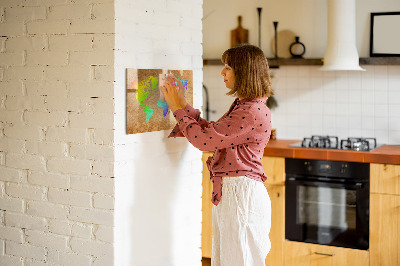 Magnetic dry erase board World map