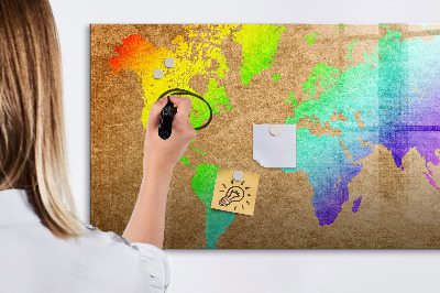 Magnetic dry erase board World map