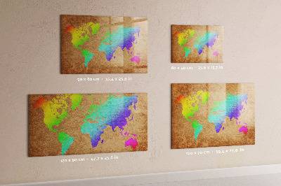 Magnetic dry erase board World map