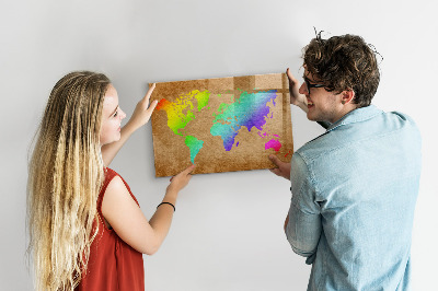 Magnetic dry erase board World map