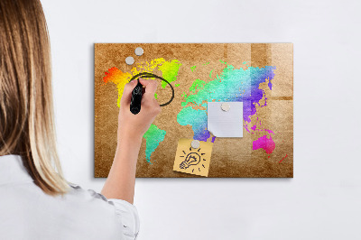 Magnetic dry erase board World map