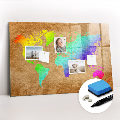 Magnetic dry erase board World map