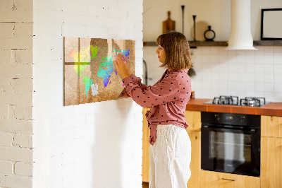 Magnetic dry erase board World map