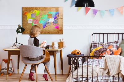 Magnetic dry erase board World map