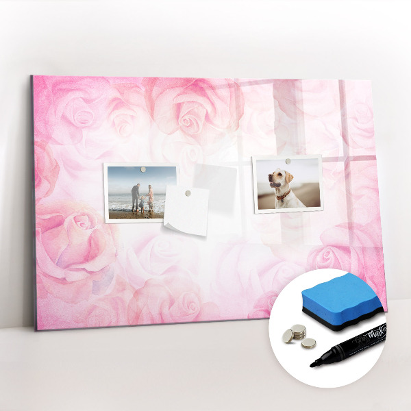 Dry erase magnetic board Roses abstract