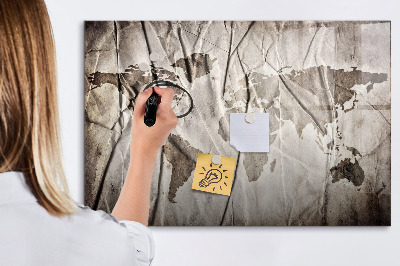 Magnetic dry erase board World Map Pattern