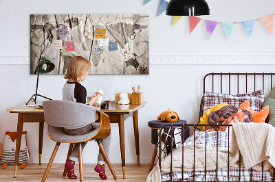 Magnetic dry erase board World Map Pattern