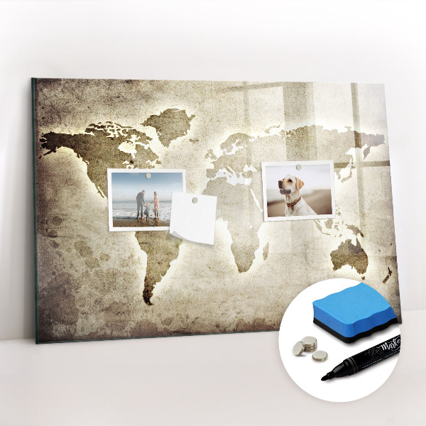 Dry erase magnetic board World Map