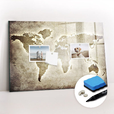 Dry erase magnetic board World Map