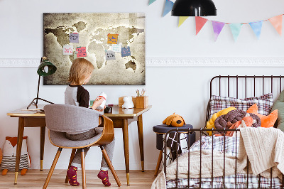 Dry erase magnetic board World Map
