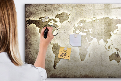 Dry erase magnetic board World Map