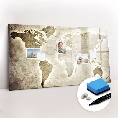 Dry erase magnetic board World Map