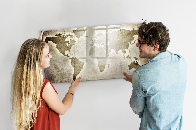 Dry erase magnetic board World Map