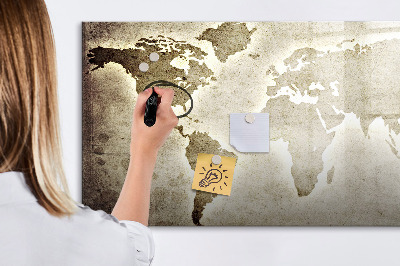 Dry erase magnetic board World Map