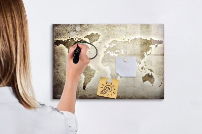 Dry erase magnetic board World Map