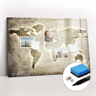 Dry erase magnetic board World Map