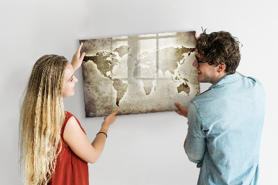 Dry erase magnetic board World Map