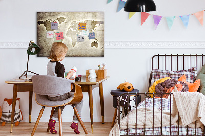 Dry erase magnetic board World Map