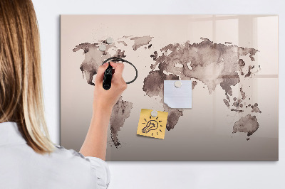 Magnetic dry erase board Watercolor world map