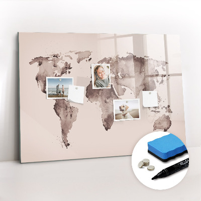 Magnetic dry erase board Watercolor world map