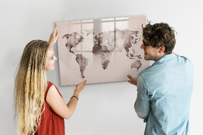 Magnetic dry erase board Watercolor world map