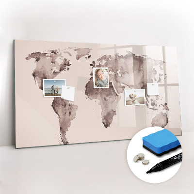 Magnetic dry erase board Watercolor world map