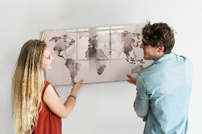 Magnetic dry erase board Watercolor world map